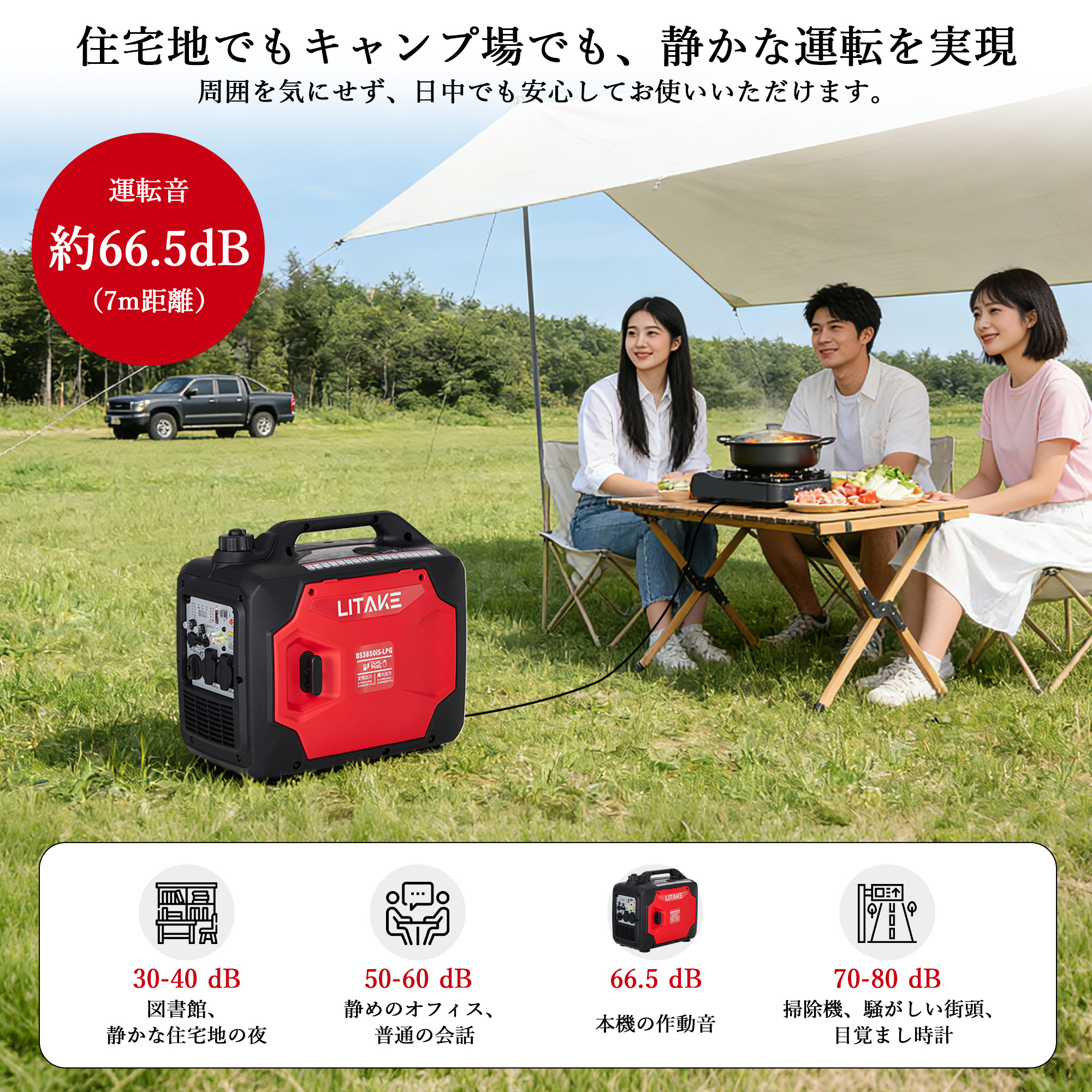 インバーター発電機 LPガス/ガソリン両用 定格出力3.1kVA/2.7kVA 最大