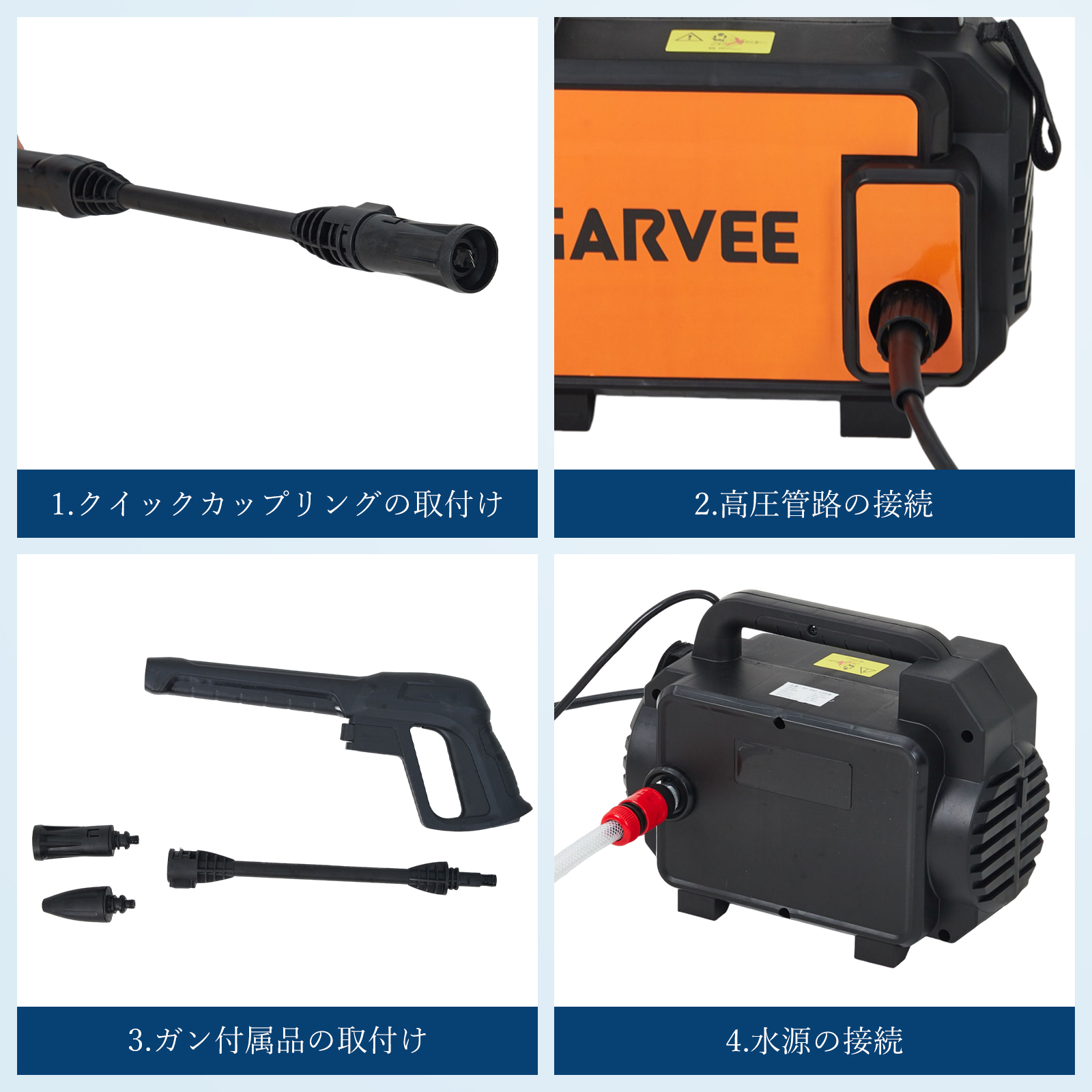 高圧洗浄機 1200W 省電力 最大11.5MPa 常用水量5.5L/min 家庭用 洗車機