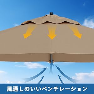 パラソル ガーデンパラソル 200cm 大型 ハンギングパラソル 風に強い