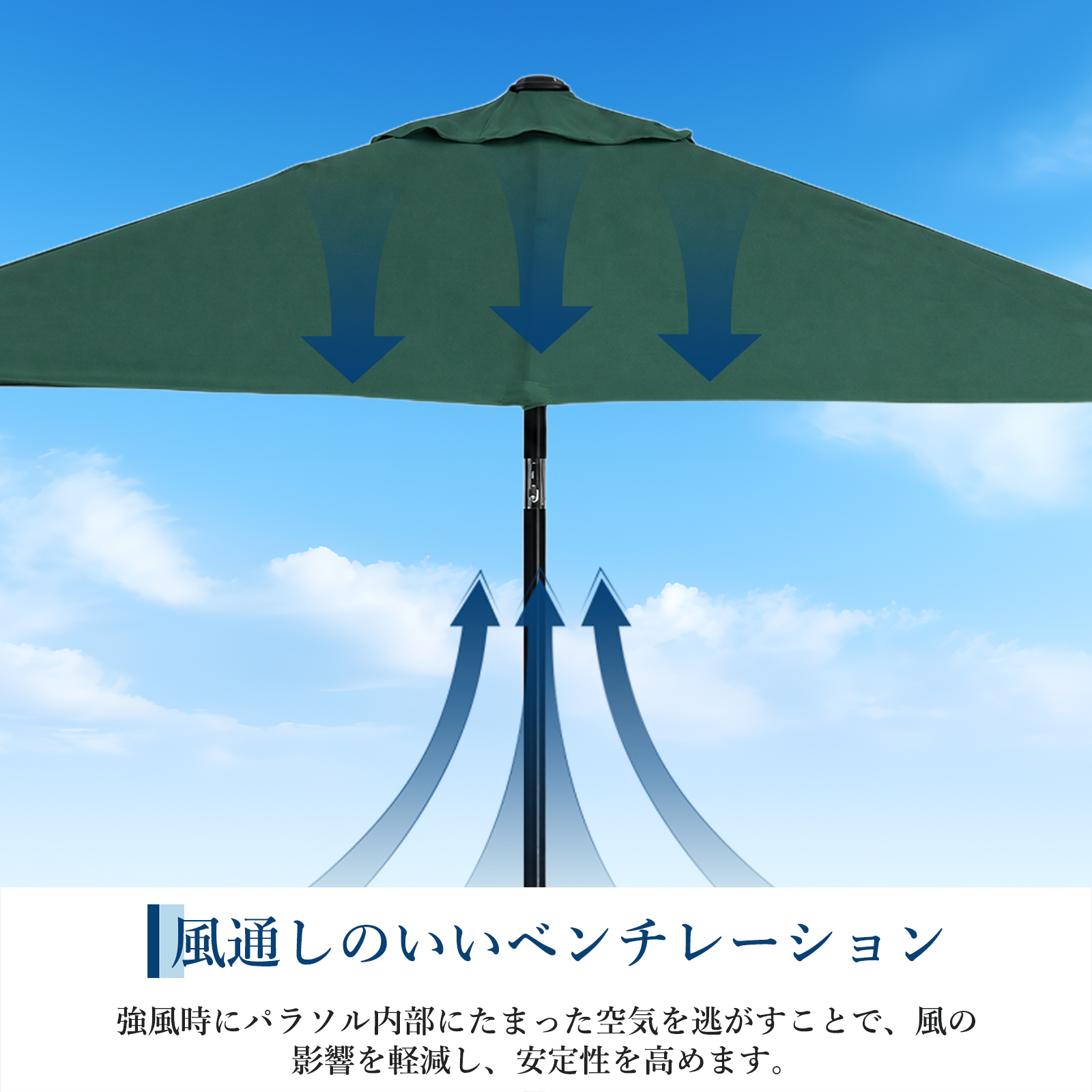 ガーデンパラソル 大型 パラソル 長方形 2m 日除け アウトドア