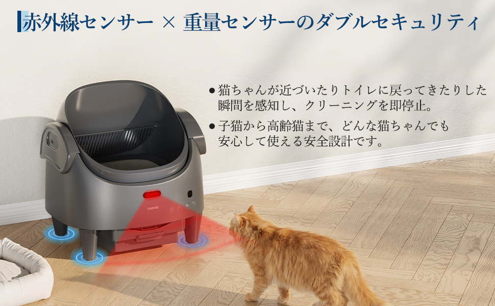 自動猫トイレ 大容量7.8L 自動清掃 オープントップ設計 スマホ管理 猫