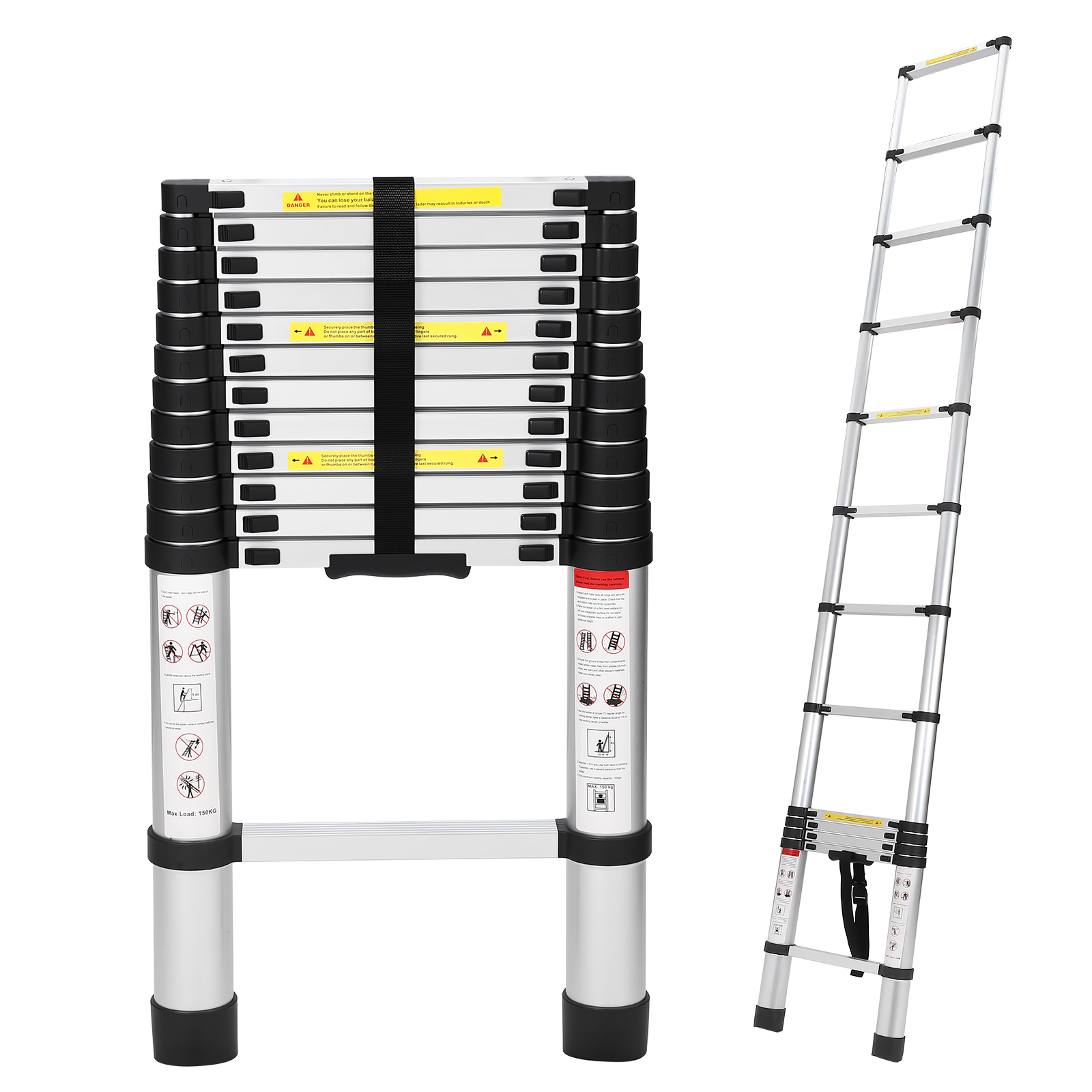 伸縮はしご はしご 2m 3m 4m 5m 6m アルミ製 梯子 耐荷重150kg