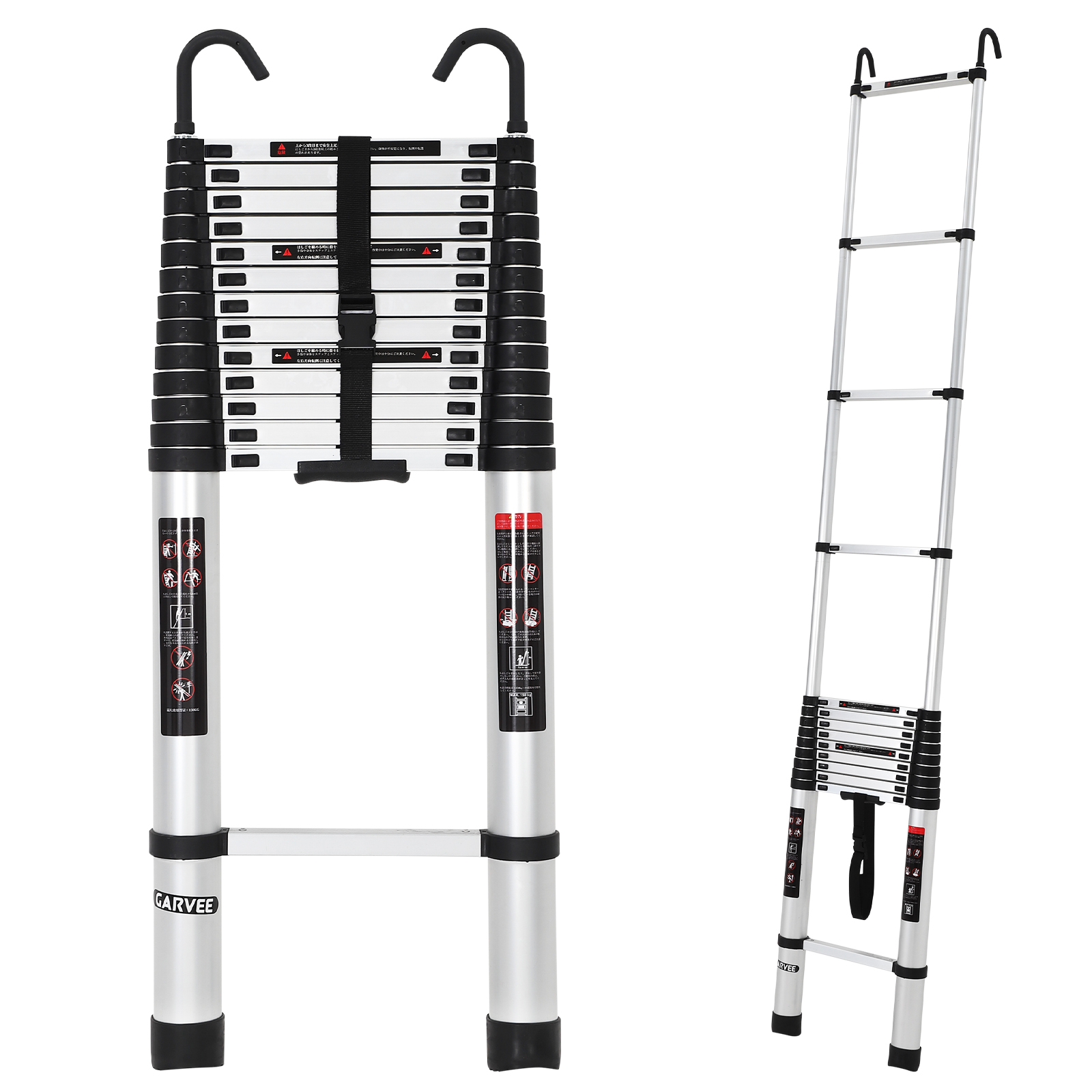 伸縮はしご フック付き 2m 3m 4m 5m 6m アルミ製 梯子 耐荷重150kg