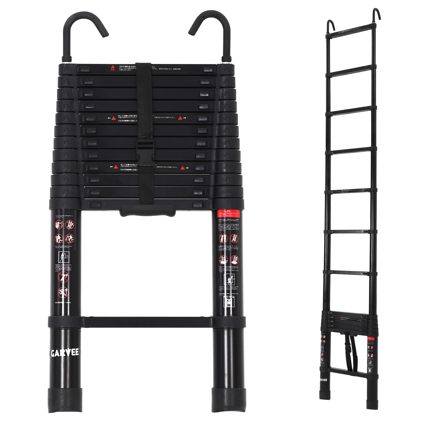 伸縮はしご フック付き 2m 3m 4m 5m 6m アルミ製 梯子 耐荷重150kg