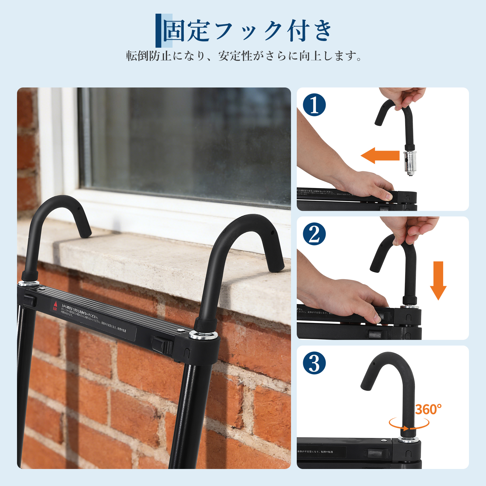 伸縮はしご フック付き 2m 3m 4m 5m 6m アルミ製 梯子 耐荷重150kg