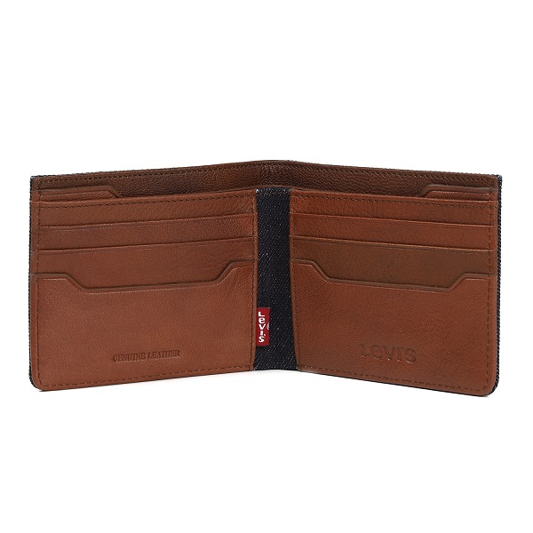 Levi's（リーバイス） メンズ財布 Levi's 2つ折り ブルー デニム× 牛革