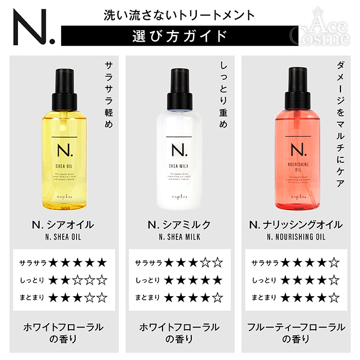 選べる ナプラ N. エヌドット シアオイル150ml シアミルク150g ナリッシングオイル150ml