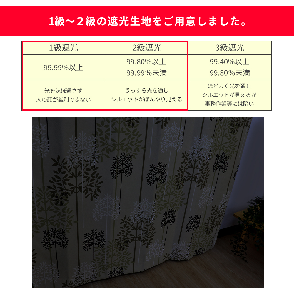 フラットカーテン オーダー 幅141-190×丈151-200cm 人気のデザイン柄 遮光 断熱 保温 ノンプリーツカーテン ヒダのないスッキリした見た目 日本製_3