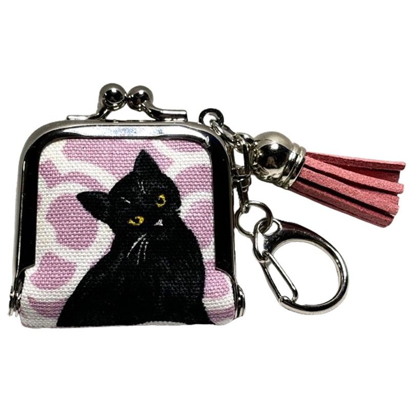 がま口財布 キーホルダー ミニ 黒猫 小物入れ アクセサリー
