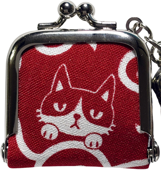 がま口 キーホルダー ミニ 猫 唐草模様 日本製 小銭入れ コイン