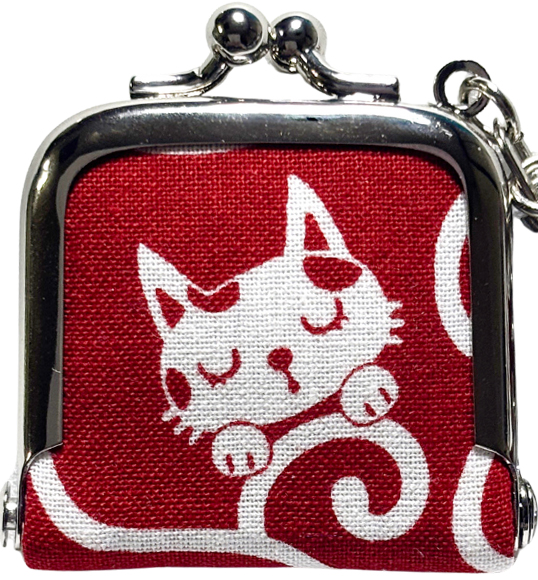 がま口 キーホルダー ミニ 猫 唐草模様 日本製 小銭入れ コインケース
