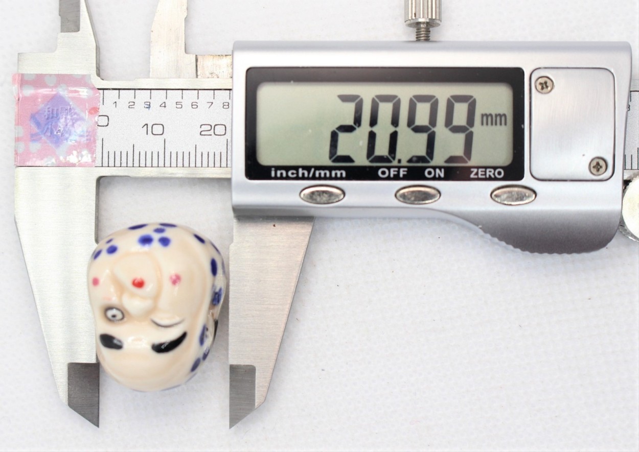 おかめひょっとこ両面顔 2個セット和風 日本伝統 陶器パーツ2個セット