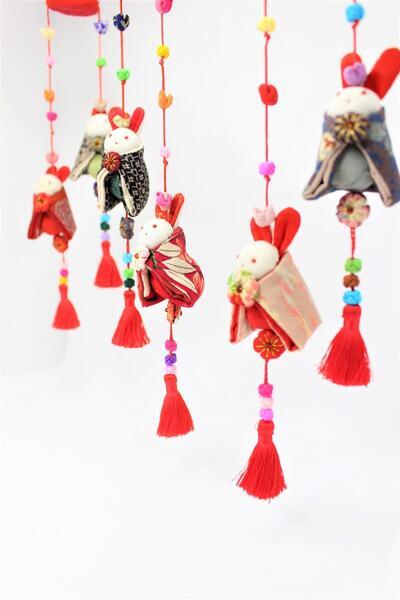 古布兎吊るし飾り 兎 兎雛 ひな人形 吊るし飾り 手作り 和小物 和雑貨