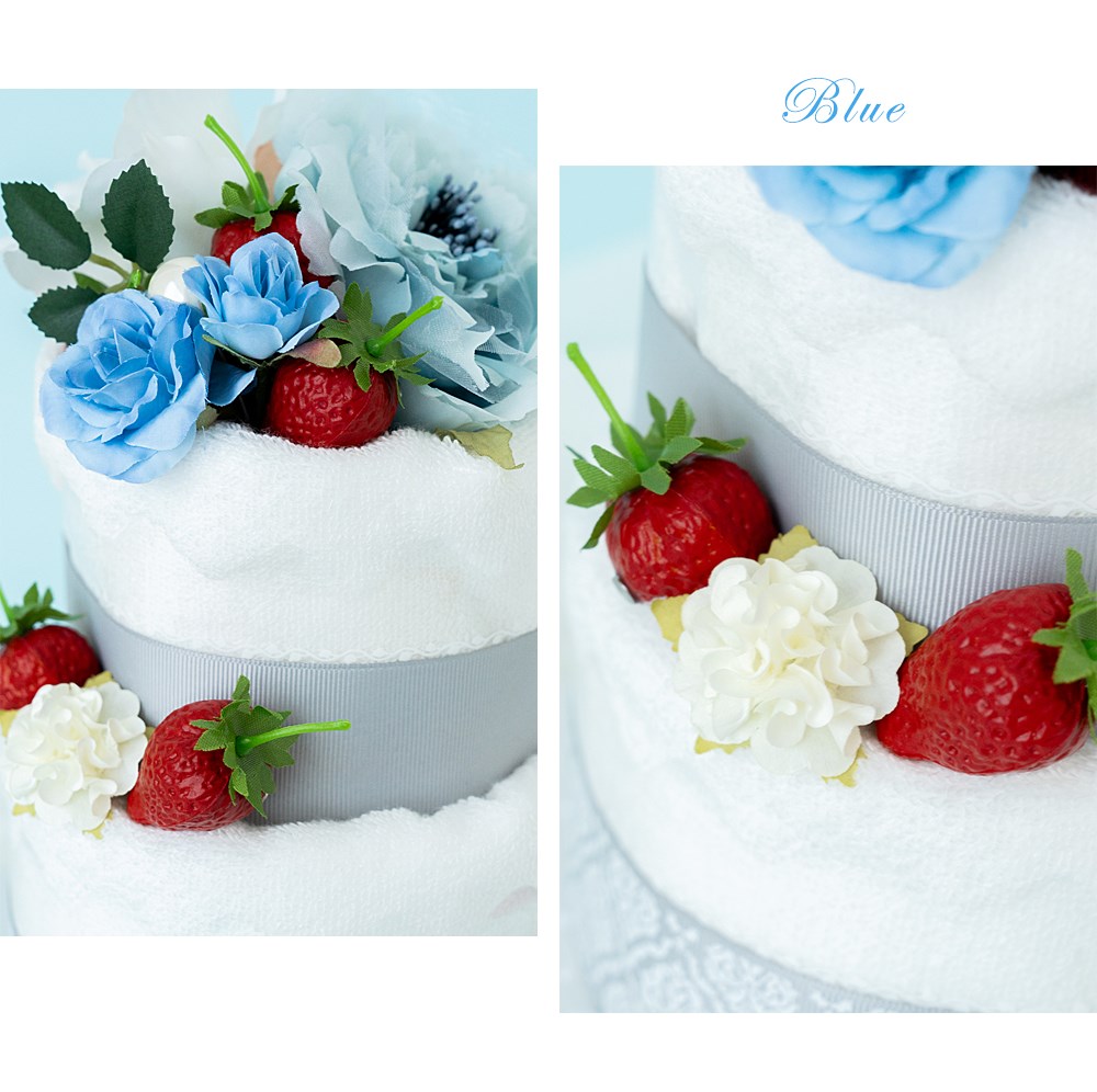 タオルケーキ 2段エレガント いちご 泉州タオル フラワー ハンドタオル
