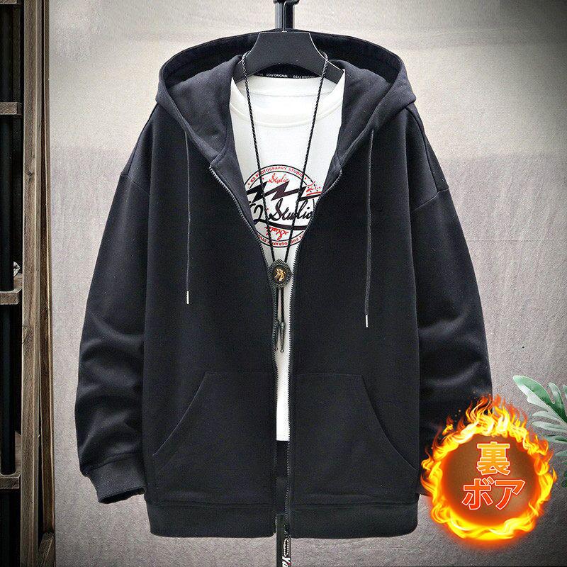 パーカー メンズ 長袖 フード付き 薄手 厚手 裏起毛 裏ボア ジップアップ ジャケット カーディガン ビッグシルエット マウンテンパーカー 春 秋服 | ブランド登録なし | 04
