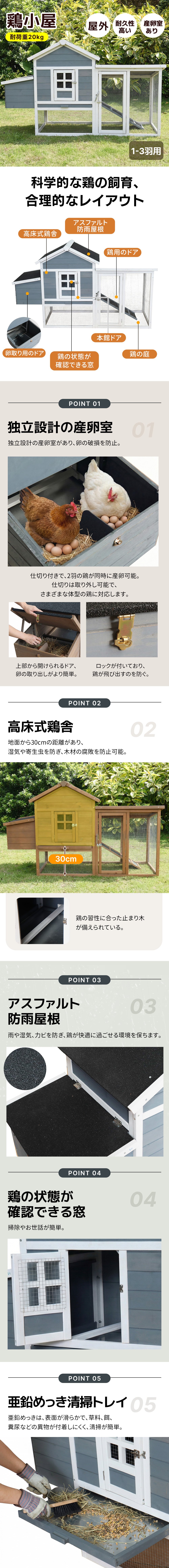 産卵室付き】鶏ケージ 4〜6 羽用 大型 防水仕様 鶏小屋 鶏舎 鳩小屋