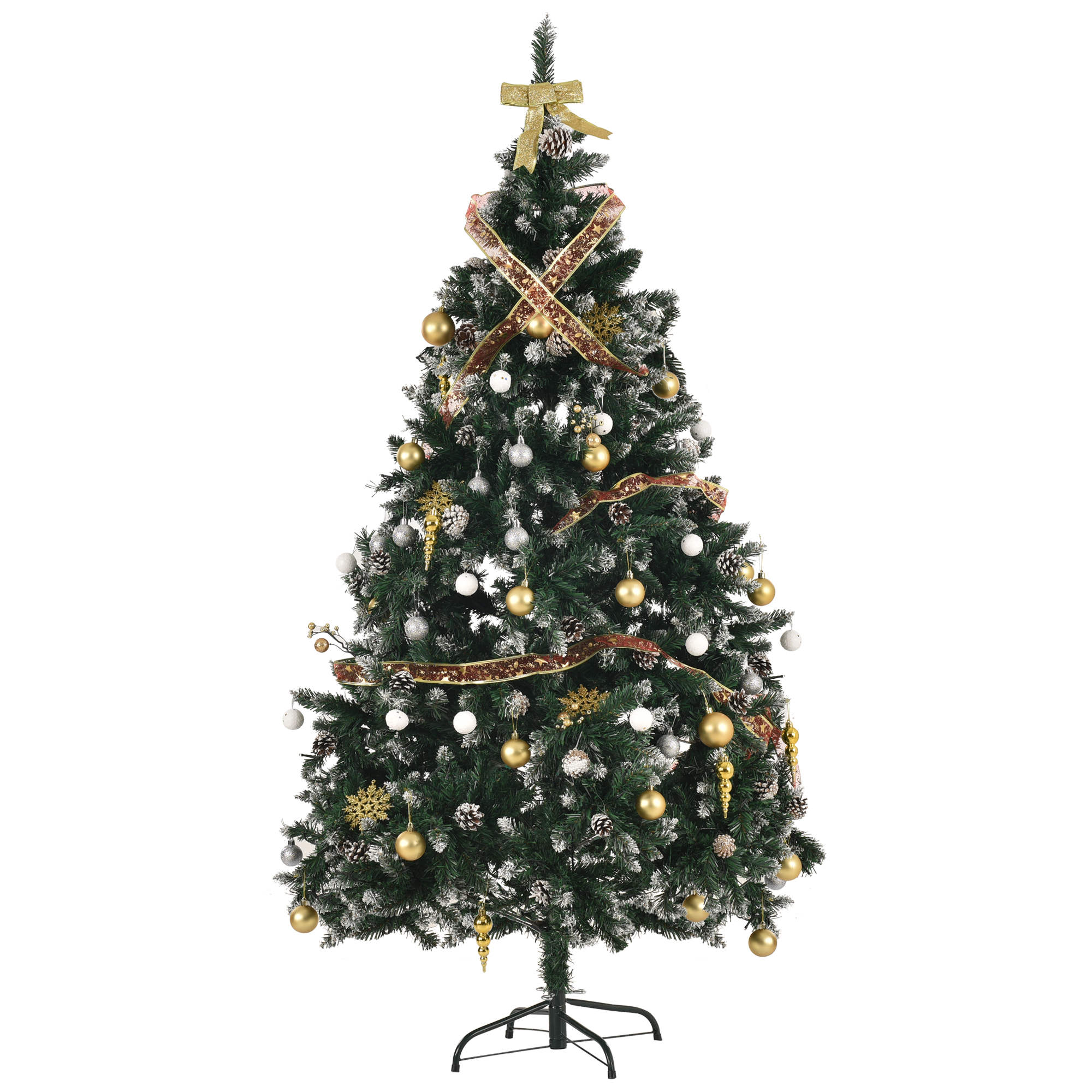 ツリー 120cm スチール脚 ツリーセット オーナメントセット LED