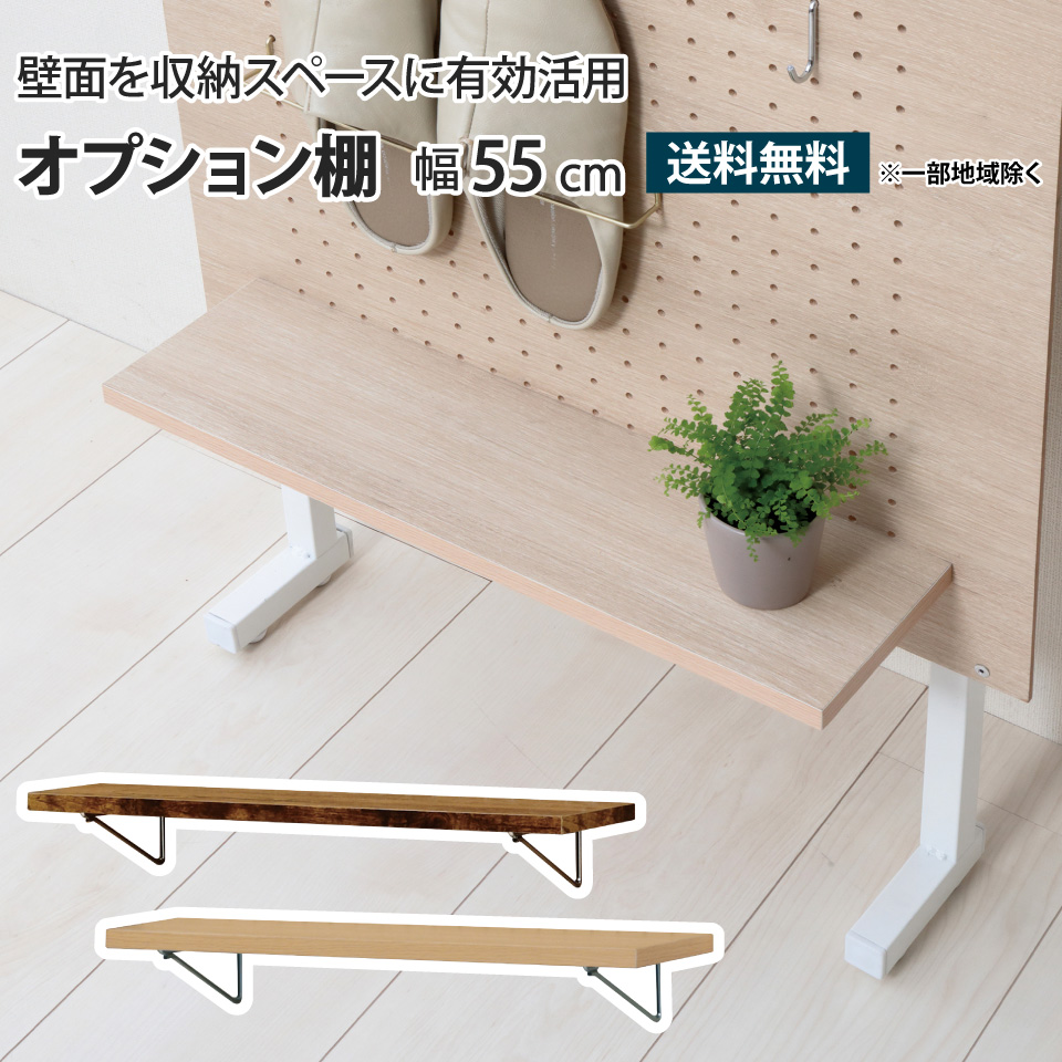 オプション棚 幅55cm 単品 本体別売り 突っ張り有孔ボード 壁面収納