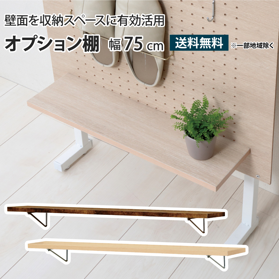 オプション棚 幅75cm 単品 本体別売り 突っ張り有孔ボード 壁面収納