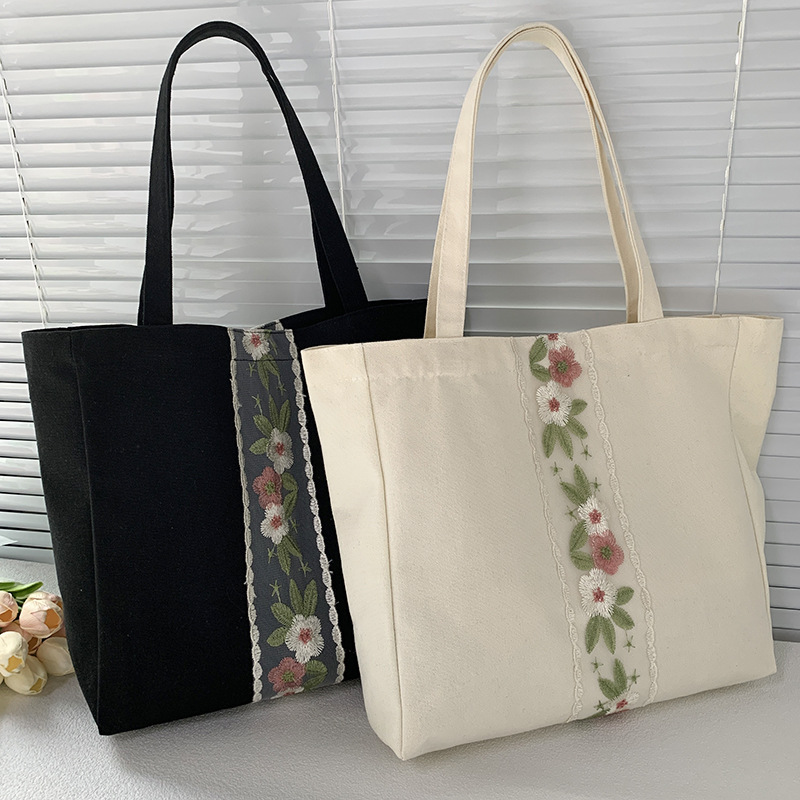 ホームアイホーム 刺繍入り レース トートバッグ エコバッグ 軽量