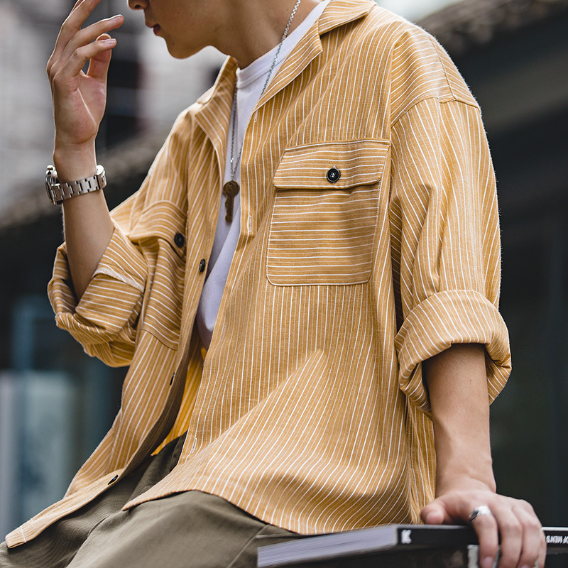 【オシャレ男子】 LV ワイシャツ シックでお洒落♪LV フロックカジュアルコットンオーバーシャツ