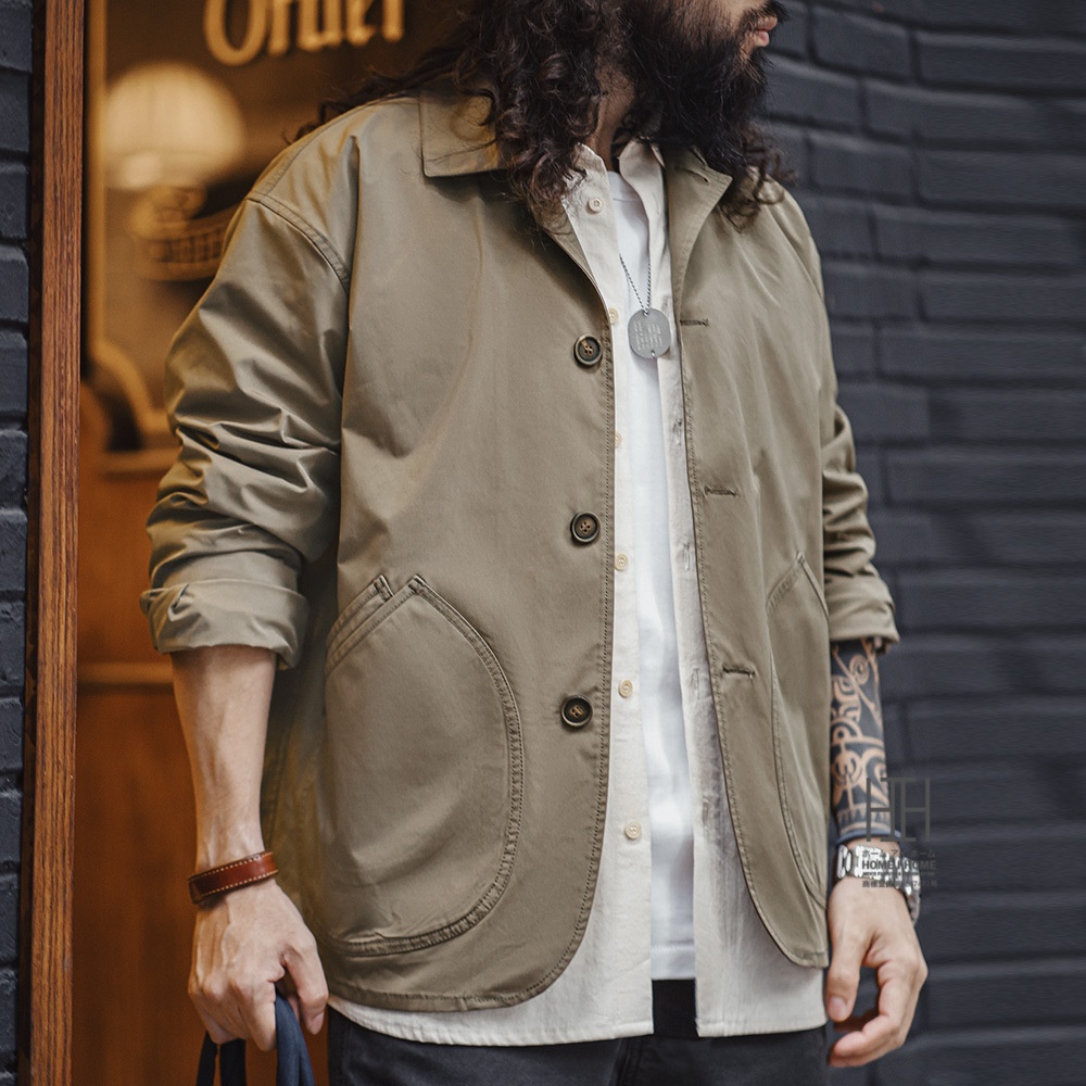 ホームアイホーム フレンチ ワークジャケット メンズ おしゃれ 大きい