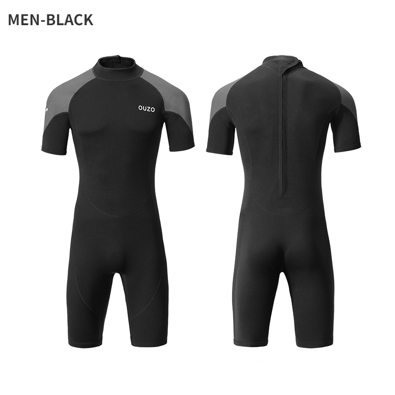 スプリングウェットスーツ 半袖 ブラック 水着メンズ スプリング ウエットスーツ 短パン 半袖 ダイビング