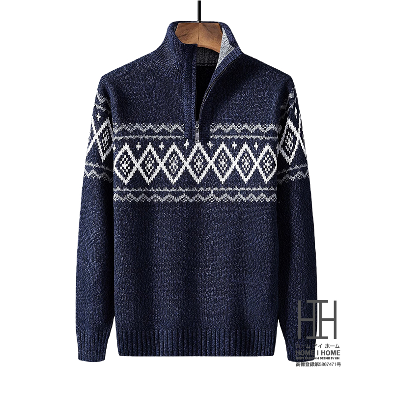 デサント ハーフジップ ジャガード スタンドカラー セーター/ニット セーター ニット メンズ トップス ハーフジップ スタンドカラー 雪柄