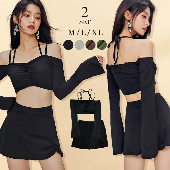 袖付き オフショル水着 レディース水着 