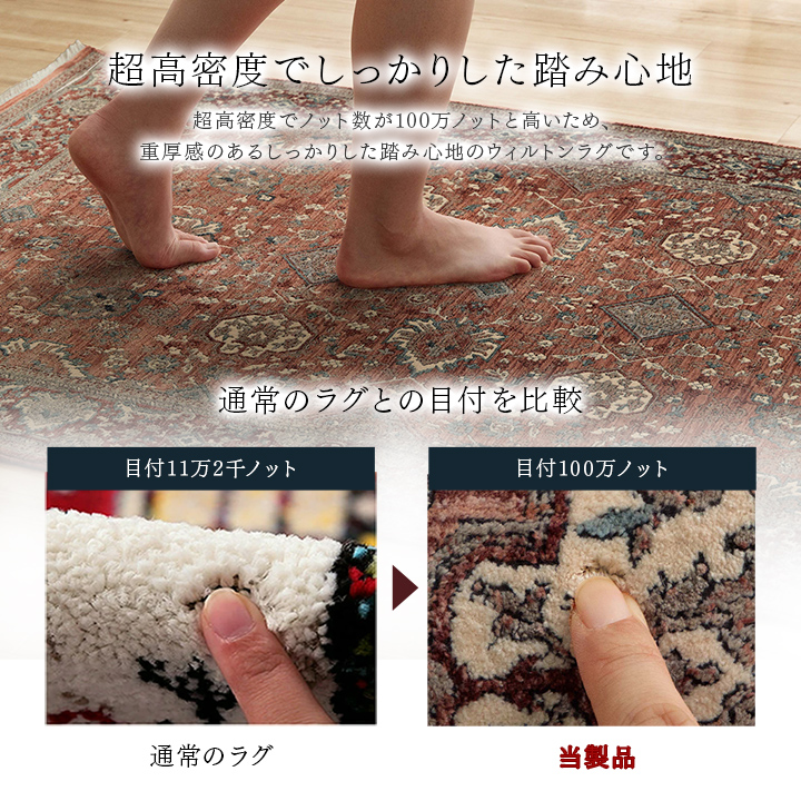アルスラーン カーペット 絨毯 ウィルトン ウィルトン織 ラグ ボリューム クラシック柄 メダリオン柄 王朝柄 抗菌防臭 耐久性 丈夫 遊び毛_2