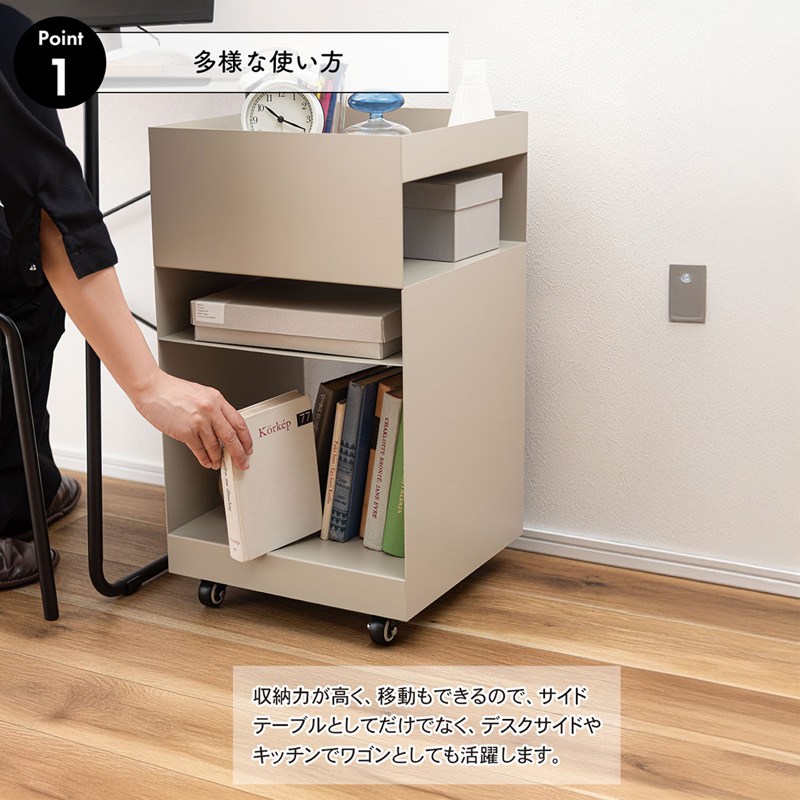 サイドテーブルワゴン ワゴン スチールワゴン キャスター付き 棚付き