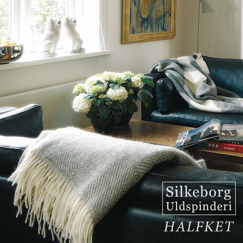 北欧雑貨 Silkeborg Uldspinderi ハーフケット (約85x130cm) 毛布
