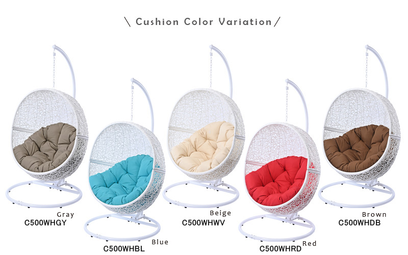 Gardenシリーズ ハンギングチェア ワイド たまご型（ホワイト）撥水性