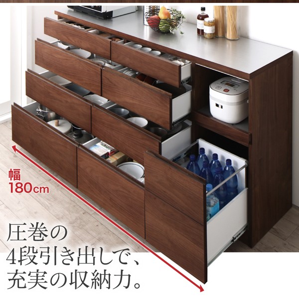 「超メルカリ市」 開梱設置付き　4段引き出しの天然木ワイドキッチンカウンター Cherliz シェリーズ 幅180 【A1552965663】(56701円)