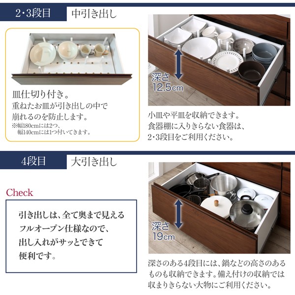 「超メルカリ市」 開梱設置付き　4段引き出しの天然木ワイドキッチンカウンター Cherliz シェリーズ 幅180 【A1552965663】(56701円)