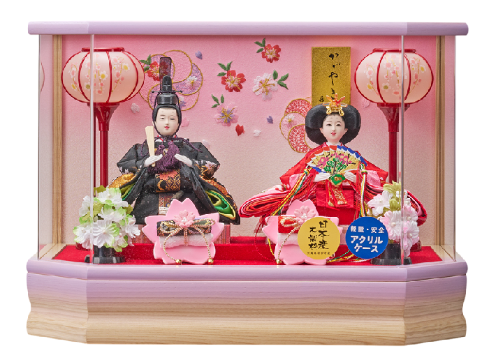 ひな人形 ひな祭 雛人形ケ−ス 彩乃豆親王飾紫 v233-259 アクリル
