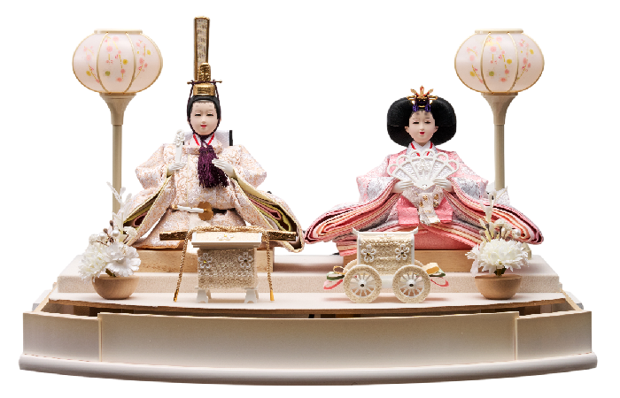 ひな人形　ひな祭 雛人形ケ−ス つむぎ小三五親王飾クリーム v253-272 アクリルケース コンパクト 軽量 桃の節句　★サイズ 横×奥×高(cm):49×30×31_3