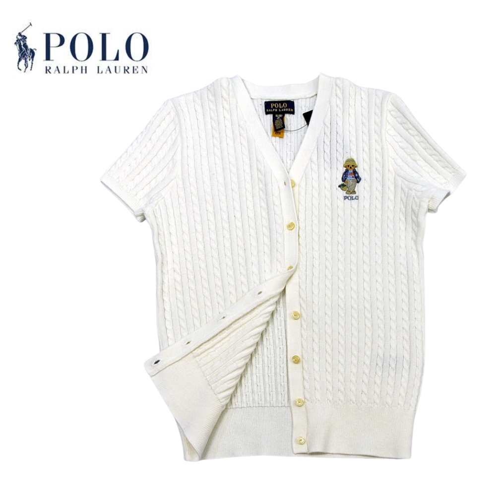 ポロ ラルフローレン カーディガン ニット ポロベア- 半袖 ガールズ レディース ブランド 綿100％ クマ POLO BEAR #313a11276の画像