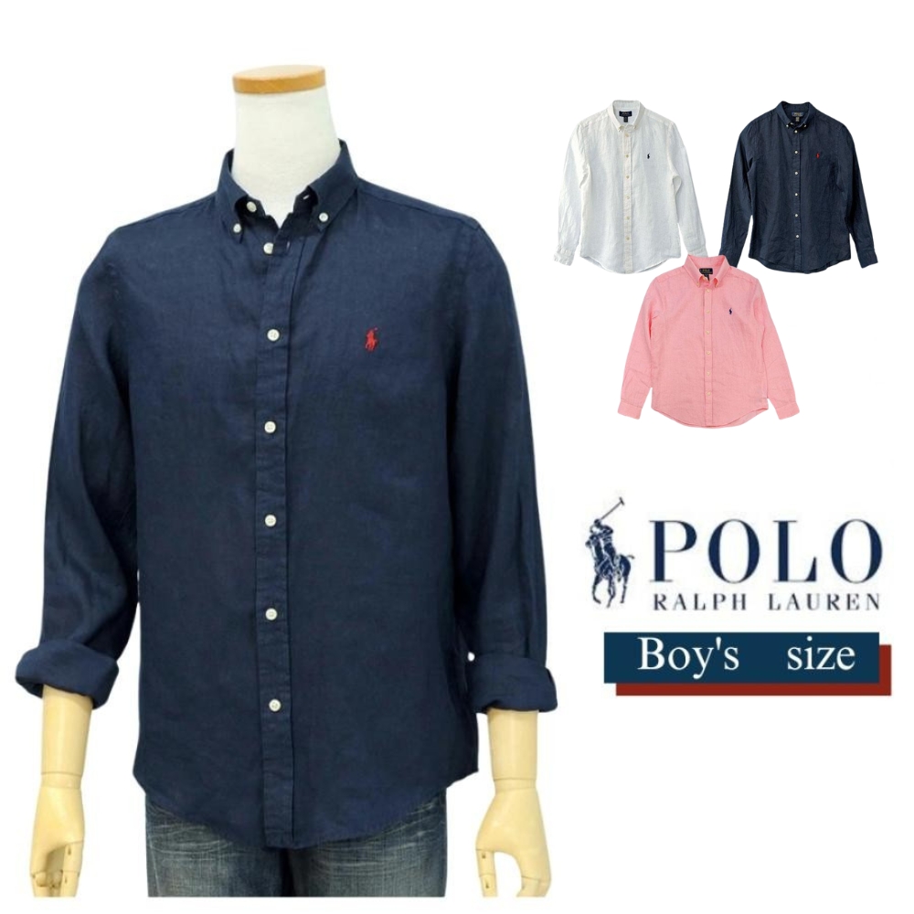 ポロラルフローレン　長袖ポロシャツ　リネン100% 麻　ニットポロ POLO RALPH LAUREN (ポロラルフローレン) ロゴ 麻100％ ワンポイント