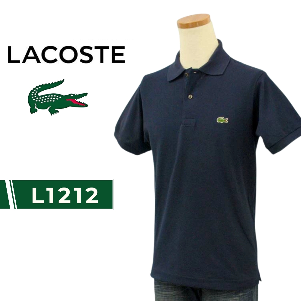 美品　大きいサイズ ラコステ ポロシャツ 6 LL ネイビー 鹿子 L1212 LACOSTE ラコステ ポロシャツ 半袖 メンズ L1212 鹿の子 綿100