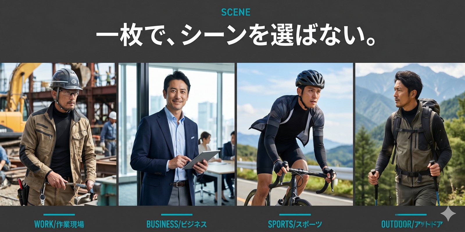 SCENE / 一枚で、シーンを選ばない。