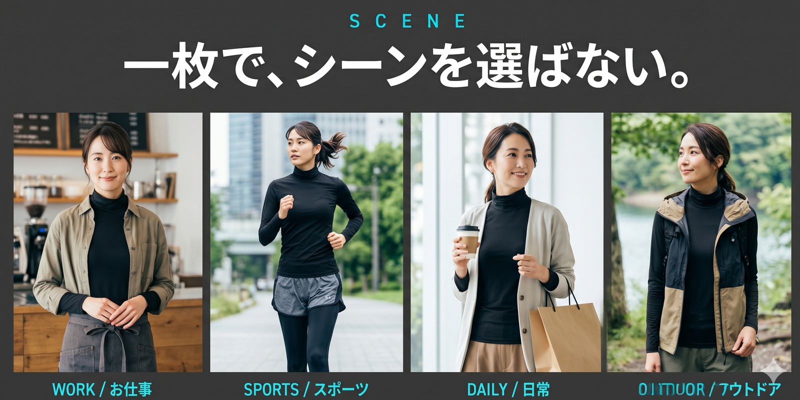 SCENE / 一枚で、シーンを選ばない。