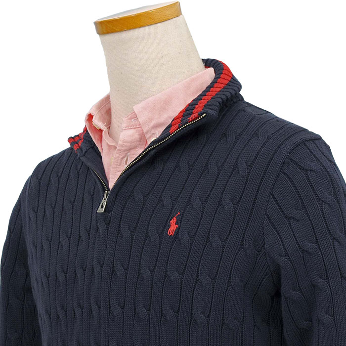 ポロ ラルフローレン セーター ニット ハーフジップ メンズ レディース ジッパー ケーブル編み ブランド ボーイサイズ #323868894