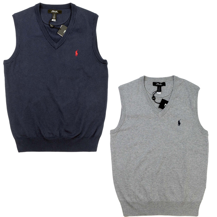 Ralph Lauren ホワイト Vネック ベスト メンズS レディースL相当 POLO RALPH LAUREN（ポロ・ラルフローレン） ポロ ラルフローレン