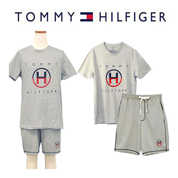 トミーヒルフィガー Tシャツ 半袖 メンズ ショートパンツ ハーフパンツ ルームウェア パジャマ 部屋着 上下セット おしゃれ 大きい ブランド ロゴ #09t4162-4148｜yumesse｜02
