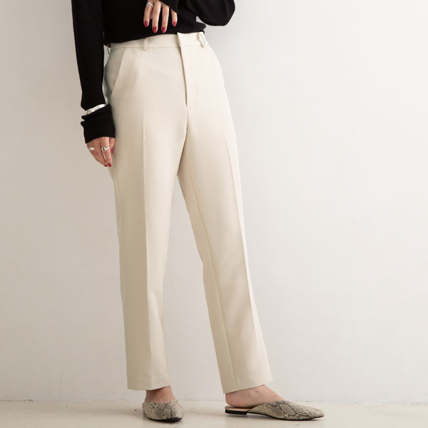 HUMAN WOMAN - 2 レディース クロップドパンツ 裏地付き 若干テーパード ヘリンボーン 毛×ナイロン×ポリ×アクリル メランジ ブラウン系  - www.csicargo.com.br