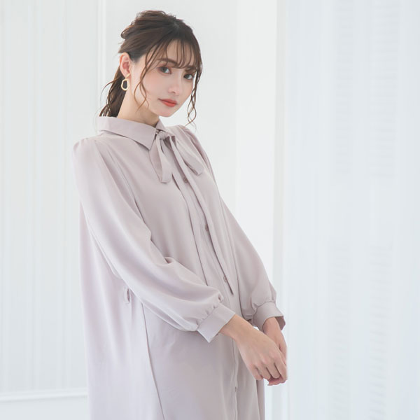 シャツワンピース マキシ丈 ロング丈 レディース 夏 秋 春 冬 Newlyme 夢展望 フィッシュテールロングシャツワンピース｜yumetenbo｜03