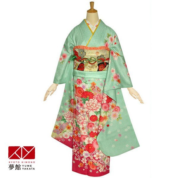振袖 桜 毬 成人式 パーティー 結婚式 正絹 刺繍 グリーン系 r1158.jpg