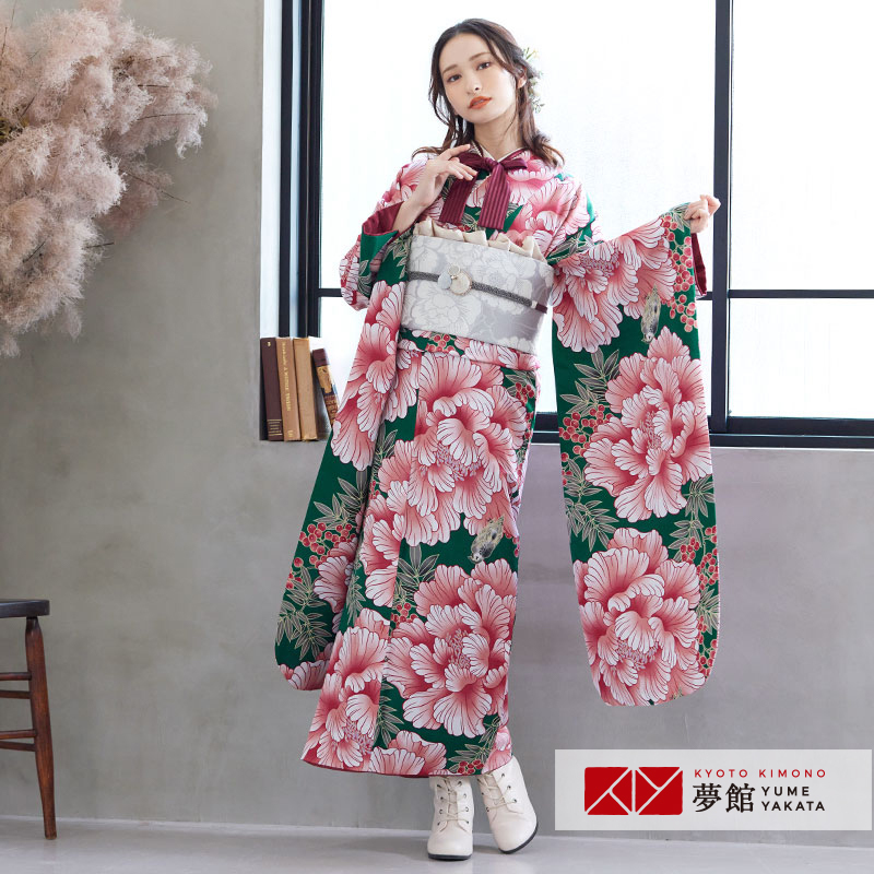 定価35900円セール開催中！振袖 レンタル 成人式 結婚式 緑色