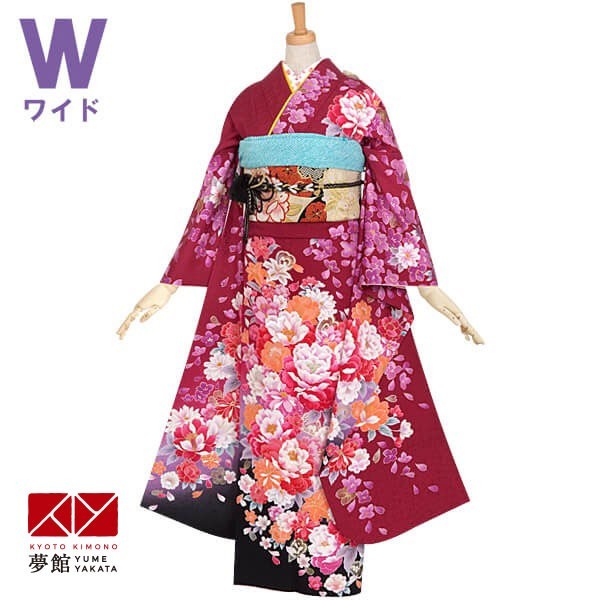 成人式、列席に 正絹振袖 ワイン地 No46 振袖 レンタル 成人式